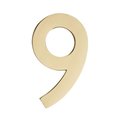 Perfectpatio Floating House Number 9Polished Brass 4 in. PE727025
